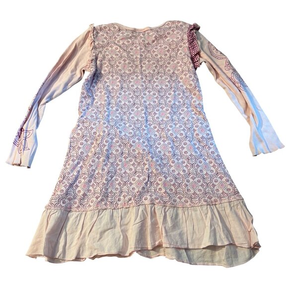 Naartjie Kids XL 7 Years Long-Sleeve Pink Floral Patchwork Dress With Pocket - Picture 3 of 3